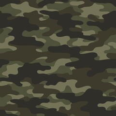 camouflage green pattern military texture on textile. Repeat print. Fashionable background. Vector