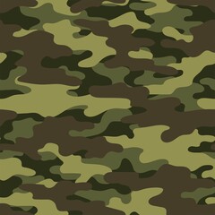 camouflage green pattern military texture on textile. Repeat print. Fashionable background. Vector