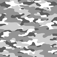 grey camouflage pattern military texture on textile. Repeat print. Fashionable background. Vector