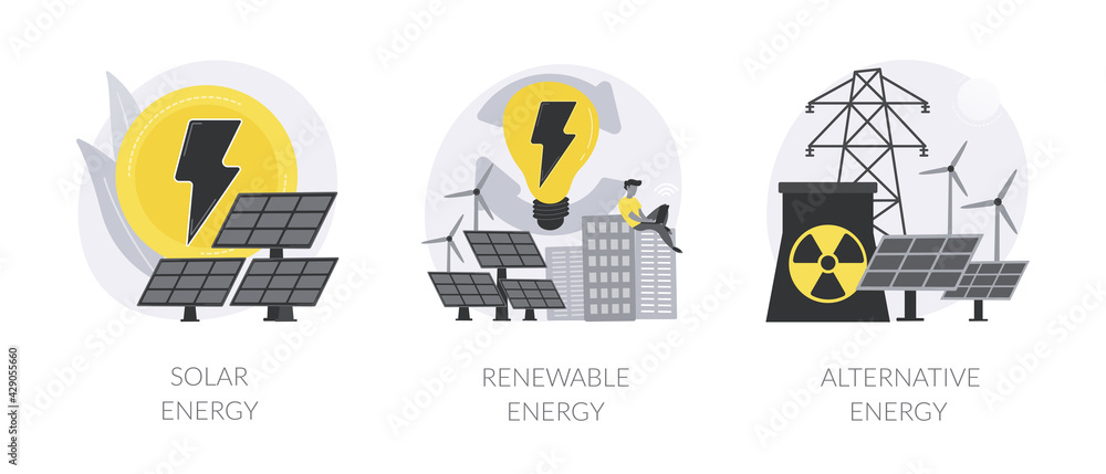 Poster alternative source of electricity abstract concept vector illustrations.