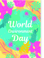 World Environment Day vector illustration. Vector illustration with floral frame. Save date illustration for greeting card, poster. vector