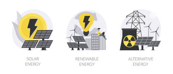 Alternative source of electricity abstract concept vector illustrations.