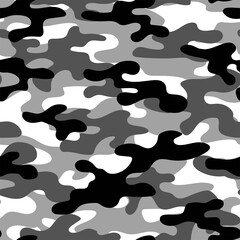 grey Camouflage classic seamless pattern. Abstract camo. Military texture. Print on fabric on textiles. Vector illustration