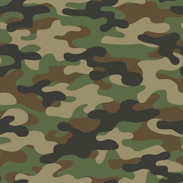 Camouflage classic seamless pattern. Abstract green camo. Military texture. Print on fabric on textiles. Vector illustration