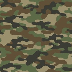 Fototapeta premium Abstract seamless military camo green texture for print. Forest background. Vector