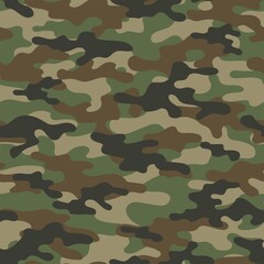 Fototapeta premium green Military vector camouflage hunting background seamless print.