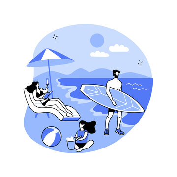 Summer beach activities abstract concept vector illustration.