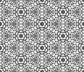 Abstract colorful doodle flower seamless pattern. Floral background. Mosaic, tile of thin line ornament.