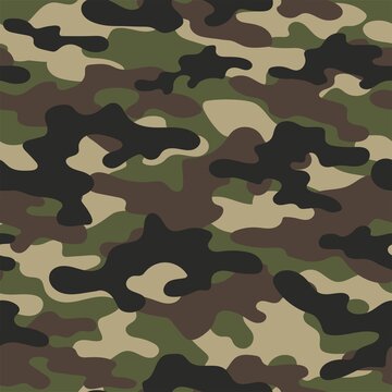 Abstraction green military camouflage khaki pattern vector graphics modern hunting background.