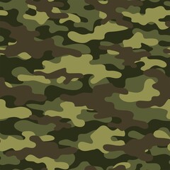 Fototapeta premium Camouflage green seamless pattern.Military camo.Army background.Print on clothing.Modern design