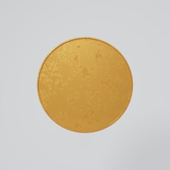 Isolated gold coin. 3D rendering.