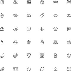 icon vector icon set such as: cheese, forest, strawberry, summer, fried, panna, brewery, roast, mortar and pestle line icon, cappuccino, collection, spoon, app, bunch, decorative