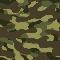 green Camouflage modern pattern seamless element for printing clothes, fabrics. Vector. Hunting and fishing.