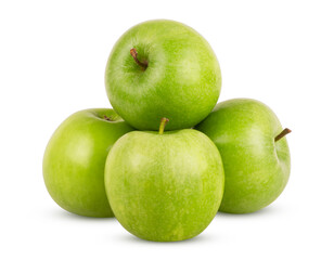 Fresh Green Apples Isolated on White Background with Clipping Path.