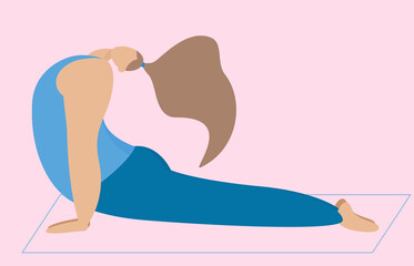 The girl in the cobra pose, yoga. Health lifestyle, fitness. Vector illustration.