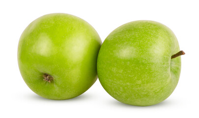 Fresh Green Apples Isolated on White Background with Clipping Path.