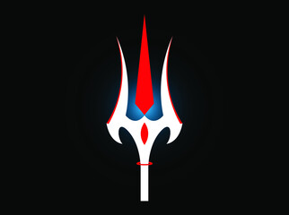 Hindu god shiva's weapon isolated on black background with blue gradient - vector illustration