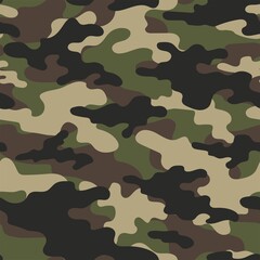Fototapeta premium Digital camouflage seamless pattern. Military texture. Abstract army or hunting masking ornament. Classic background. Vector design illustration.