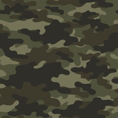 green Digital camouflage seamless pattern. Military texture. Abstract army or hunting masking ornament. Classic background. Vector design illustration.