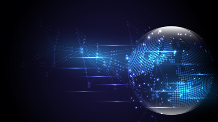 Global network connection World map abstract technology background