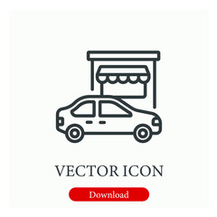 Obraz premium Take away vector icon. Editable stroke. Linear style sign for use on web design and mobile apps, logo. Symbol illustration. Pixel vector graphics - Vector