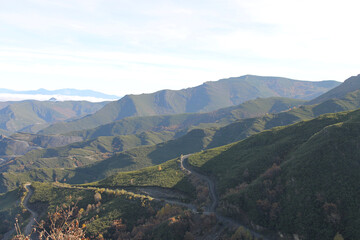 Fototapeta premium General view of the mountainous area between the limits of León and Galicia (Spain), called Sierra de la Encina de la Lastra