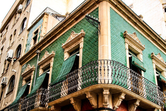 Old colorful and majestic facades in Elche
