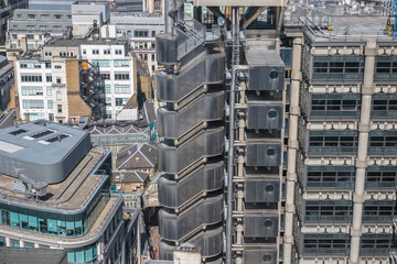 High angel view of London cityscape including Lloyd's building 