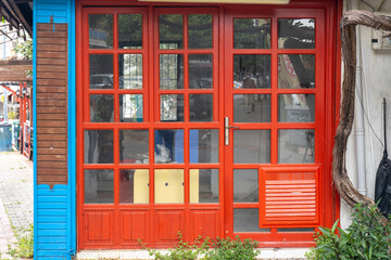 red window in the street