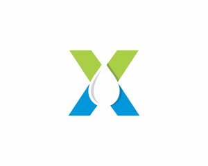 Letter X With Water Drop Logo Vector 001