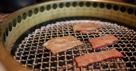 Fresh beef grilled on the stove