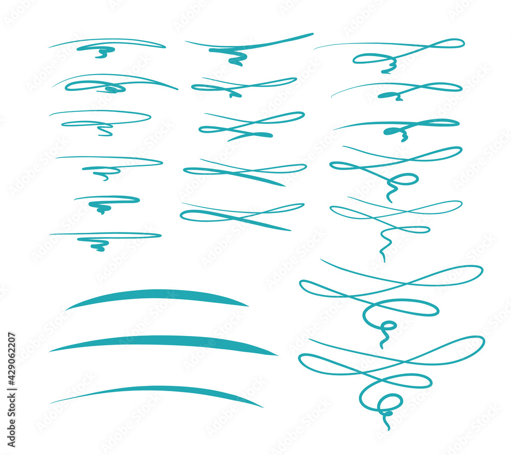 Fototapete set 1 of hand drawn text underlines and delimiters. vector graphics. customizable colors (colors can