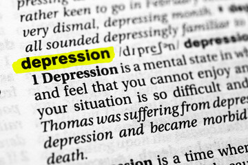 Highlighted word depression concept and meaning