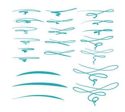 Set 1 of hand drawn text underlines and delimiters. Vector graphics. Customizable colors (colors can be changed as required). Hand-written. Hand painted. Handmade. 