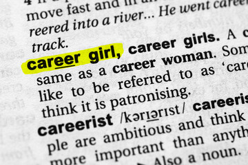Highlighted word career girl concept and meaning
