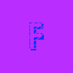 capital letter F, with organic curved lines texture, vector