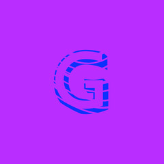 capital letter G, with organic curved lines texture, vector