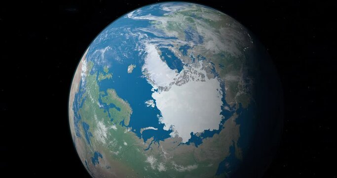 Arctic Circle in planet earth, aerial view from outer space