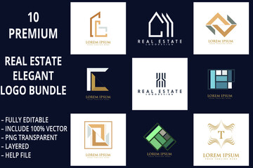 10 Premium  Real Estate Elegant Logo Bundle