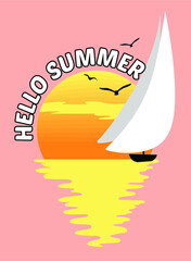 VELERO EN MAR ATARDECER