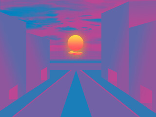 Vaporwave Coast city