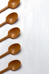 White wood plank texture for background recyclable cutlery
