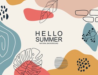 Hello Summer, banner design with vintage colors