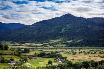 Fototapeta na wymiar Carpathian landscape of the mountains and forest, national park Skolivski beskidy, Lviv region of Western Ukraine