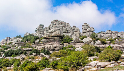 Fototapeta na wymiar The rocks and hills of Torcal de Antequera in Andalusia, Spain