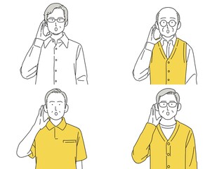 人物イラスト 男性 セット 呼びかける 呼ぶ シニア