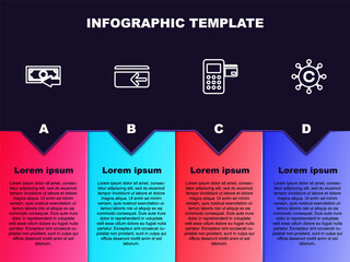 Fototapeta premium Set line Cash back, , Pos terminal and Copywriting network. Business infographic template. Vector