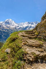 The Swiss Alps at Murren, Switzerland. Jungfrau Region. The valley of Lauterbrunnen from Interlaken.