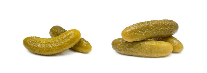 Pickled sour cucumber isolated on white background