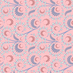 Seamless texture, pattern on a square background - flowers and leaves. Styling.